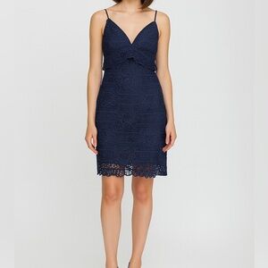 Guess Blue Lace Mini Dress Sweetheart Neckline
